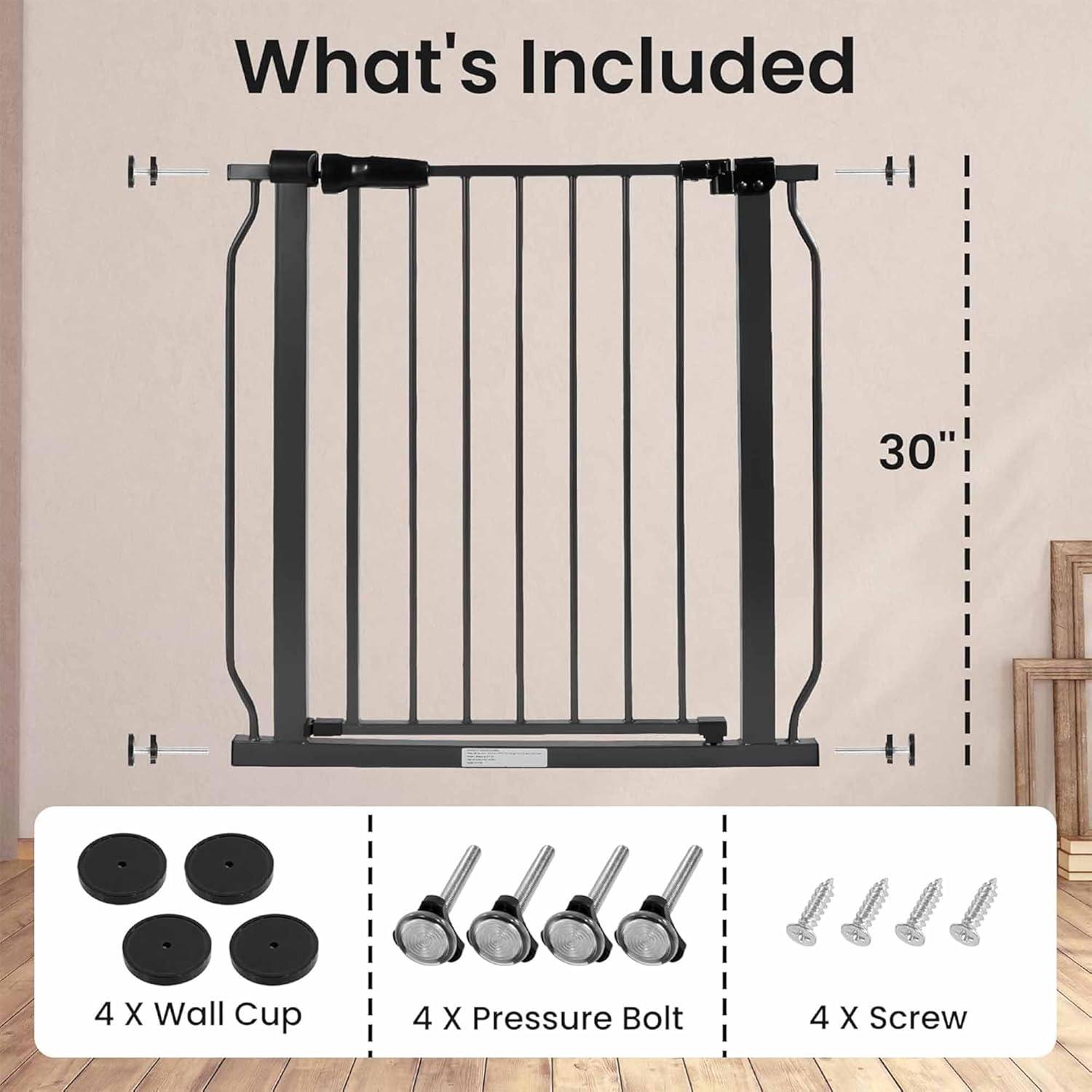 imageBalanceFrom Easy WalkThru Baby and Pet Safety Gate with HoldOpen and AutoClose Adjustable Steel Barrier for Stairs Doorways and Hallways No Drilling Installation30inch Tall Graphite
